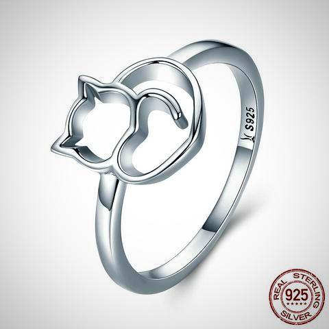 Naughty Little Cat & Heart Ring