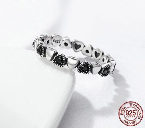 Stackable Black Hearts Ring