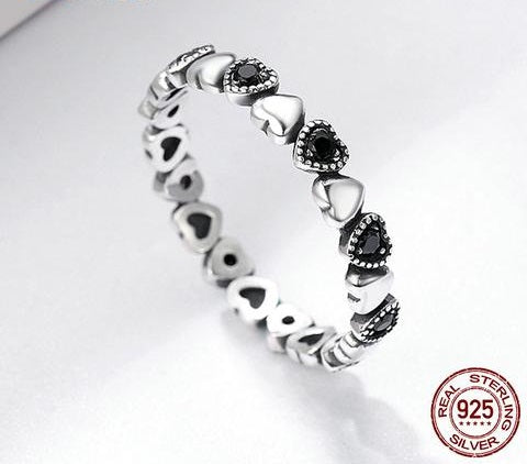 Stackable Black Hearts Ring