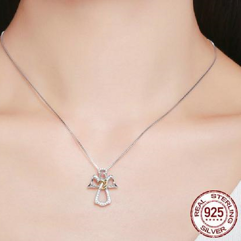 Guardian Angel Heart Pendant Necklaces