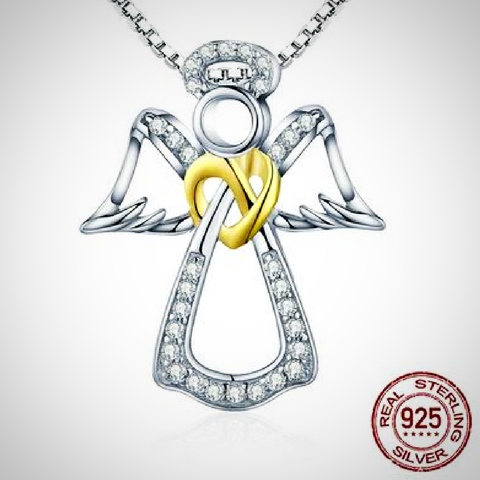 Guardian Angel Heart Pendant Necklaces