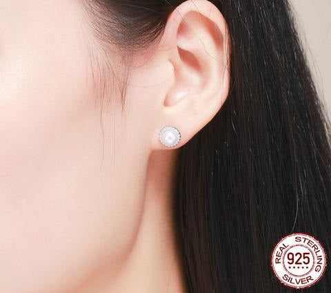 Sparkling Water Pearl Stud Earrings